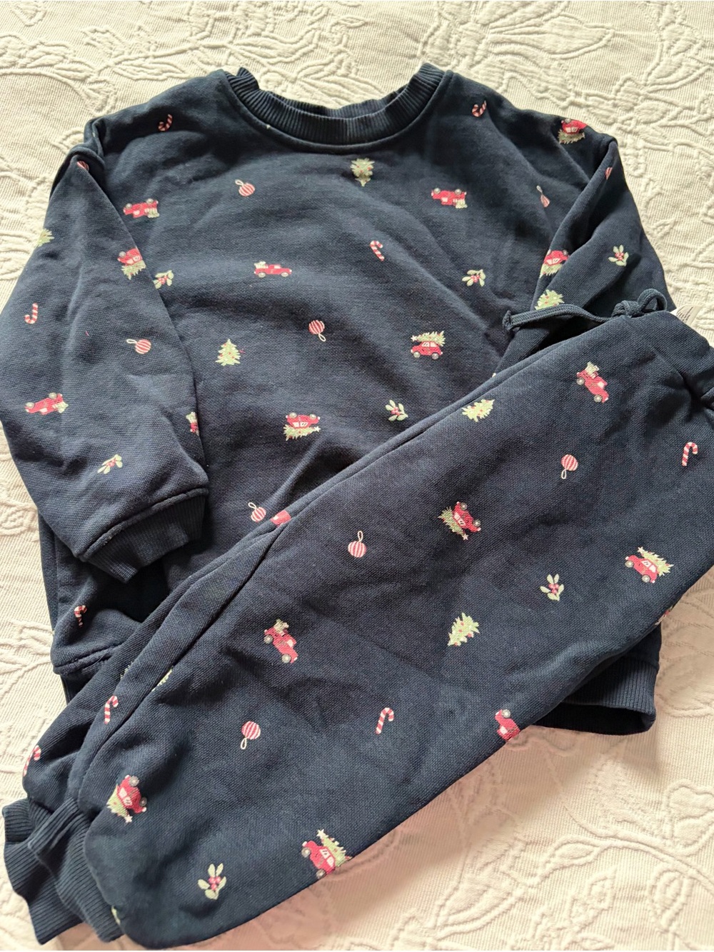 H&m 18m holiday Kids Navy Holiday Print Pajama Set